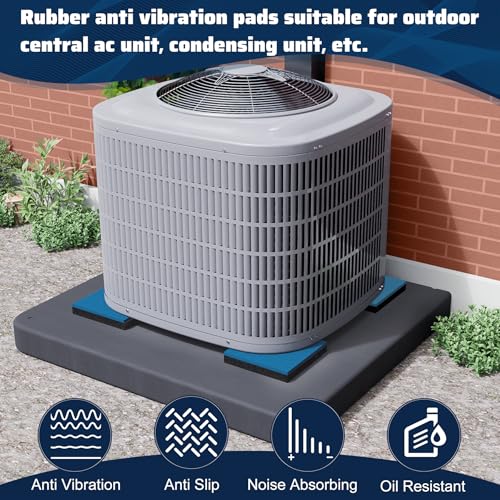 Anti Vibration Pads 8 x 8 x 3/4 inch, 4 Pack Vibration Damping Mats for Central Air Conditioner Outdoor Unit Condensing Unit Vibration Dampener on Equipment Pad, Reduces Noise, Up to 1000lbs
