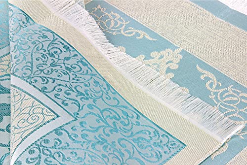 Muslim Prayer Rug and Prayer Beads with Elegant Gift Box | Janamaz | Sajadah | Soft Islamic Prayer Rug | Islamic Gifts Set | Prayer Carpet Mat, Taffeta Fabric, Blue - color: Blue