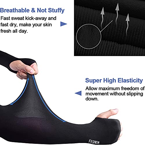 beister Arm Sleeves for Men & Women, UPF 50+ UV Sun Protection, Cooling - color: 3-pairs Black