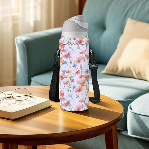 Neoprene Water Bottle Carrier Bag with Adjustable Shoulder Strap,Insulated Water Bottle Cover for Stainless Steel/Glass/Plastic Bottles - color: BC-52, size: 500ml