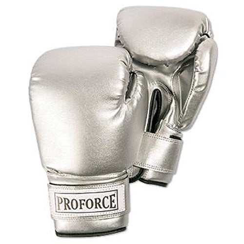 ProForce Unisex Leatherette Boxing Gloves - color: Silver/Silver, size: 12 oz.