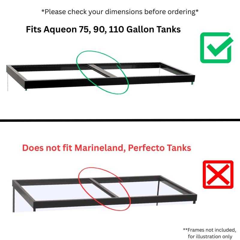 48x18 Aquarium Lid 2 Piece Set – Fits AQUE0N (22 1/8" x 16 3/8" x 3/16" H) Glass Top for 75/90/110 Gallon Tank with Center Brace AG
