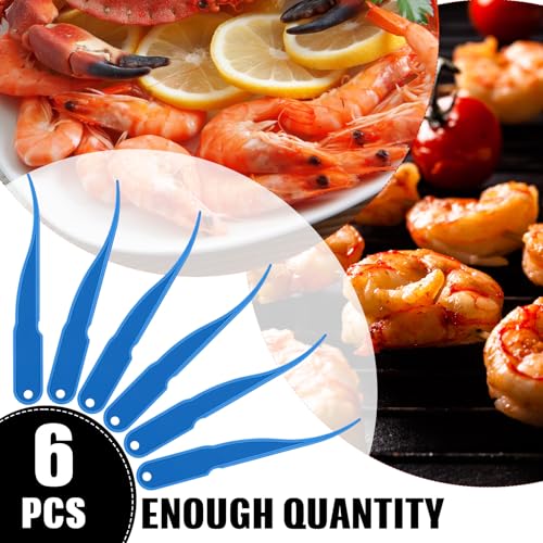 Gisafai 6 Pcs Shrimp Peeler Plastic Deveiner Cleaner Tool for Kitchen Shrimp Deveining Peel Tool, 10.2 Inch(Blue) - color: Blue