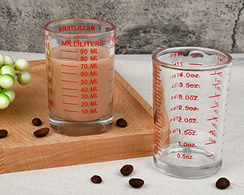 120 Milliliter Measuring Cup 2 Pieces Shot Glass Measuring Cup with 4 Kinds of Measuring Scale for Small Amount Liquid (Red, 120 ml) - color: Red, size: 120ml