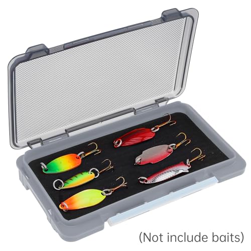 Fishing Tackle Box Slit Foam Case, Super Slim Fishing Lures Jig Box Hooks Spinners Spoons Storage Tackle Tray, (6.8 * 3.8 * 0.8inch) (Gray) - color: Gray