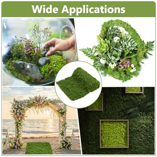 Artificial Moss Mat 19.7 * 78.7inches Green Moss Table Runner Fake Mossy Sheet Roll Waterproof Grass Carpet Blanket Christmas Fake Mossy Table Runner for DIY Fairy Garden Floral Wedding Decor - size: 19.7×78.7Inch