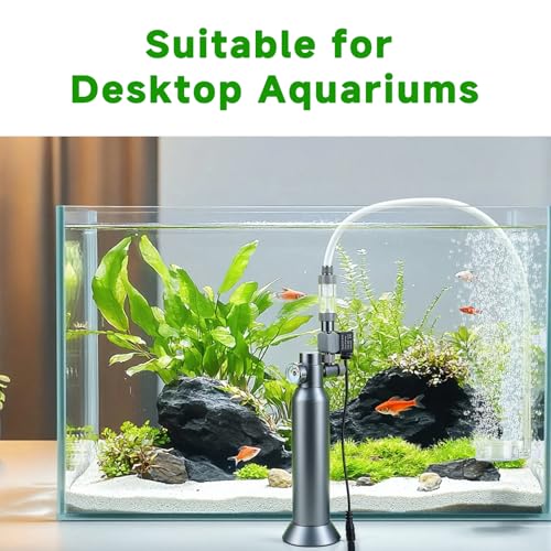 Desktop CO2 Regulator with 80g Disposable CO2 Cartridge with Solenoid Valve, Complete Aquarium CO2 System, Compatible with 5/8" Threaded for Nano Aquariums
