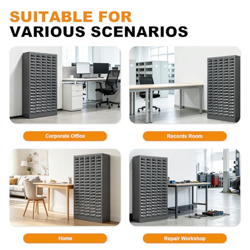 100 Drawers Bolt and Nut Tool Storage Cabinet Parts Cabinet Hardware Organization Shelves Bolts Bin Tool with PS Material Drawer Label Stickers for Tool Hardware Storage, Grey