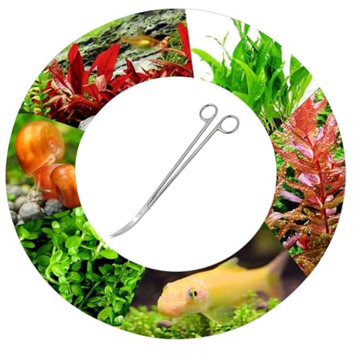Aquarium Scissors, 13.8" Aquarium Scissors Extra Long | Stainless Steel Curved Scissors, Professional Aquarium Plant Scissors, Silver