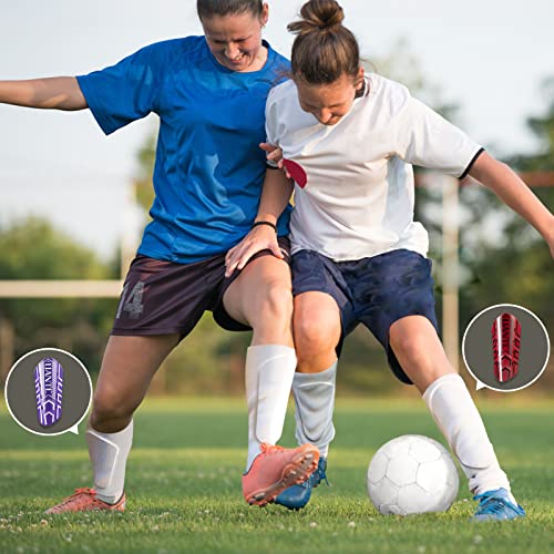 Shin Guards - Soccer Shin Guards with Cushion Protection for Kids/Adults - color: Red and Purple,Shin Pads 2 Pairs, size: Medium