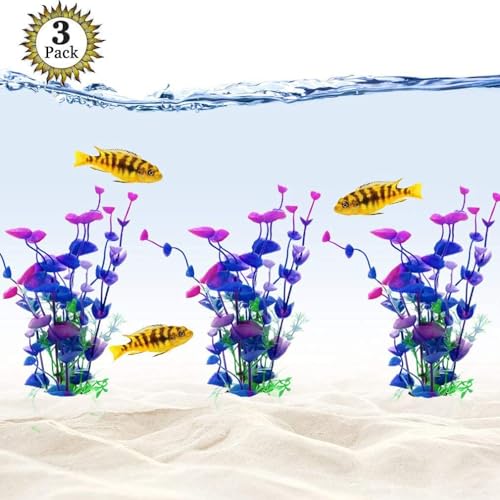 SunGrow Large 9 inch Artificial Plastic Plants - color: Purple Blue Mixed