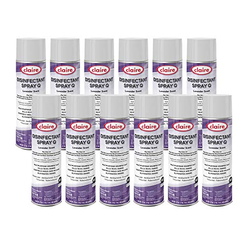 Claire CL1003-12pk Disinfectant Spray, Lavender (Pack of 12) - size: 12 Count (17 Fluid Ounce Each)