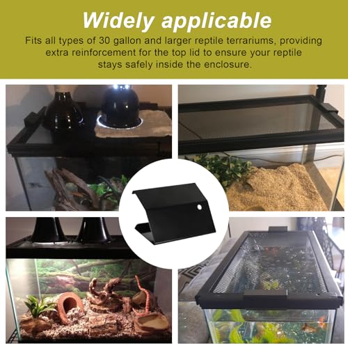 4 Pack Reptile Terrarium Covers Heavy Duty Screen Clips, Large 30 Gallon or Larger Reptile Aquarium Tank Lid Clips, Reptile Enclosure Lock, Provide Strong Extra Security