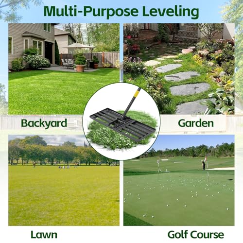 Lawn Leveling Rake 30”x10” Large Heavy Duty Metal Lawn Leveler with Long Adjustable Handle Proffesional Yard Leveling Rake for Soil Dirt Sand Compost Efficient Lawn Leveling Tool (Foldable 6FT) - style: Foldable 6FT