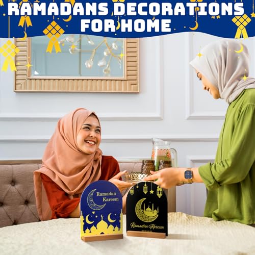 Geelin Ramadan Kareem Iftar Decorations Suhoor and Iftar Duas Sign for Home Eid Mubarak Table Decor Islamic Decoration Gift Eid Mubarak Acrylic Sign Islamic Tabletop for Desk Shelf Living Room