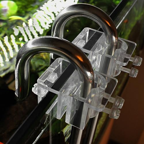 2Pcs Transparent Acrylic Aquarium Hose Clamp Holder Tube Clip for 12-18mm Pipes No-Suction Mount for Fish Tank Wall 5-15mm
