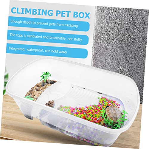Turtle Tank Reptile Box with Basking Platform Durable Plastic Turtle Case for Breeding and Feeding for Tortoises and Frogs Container