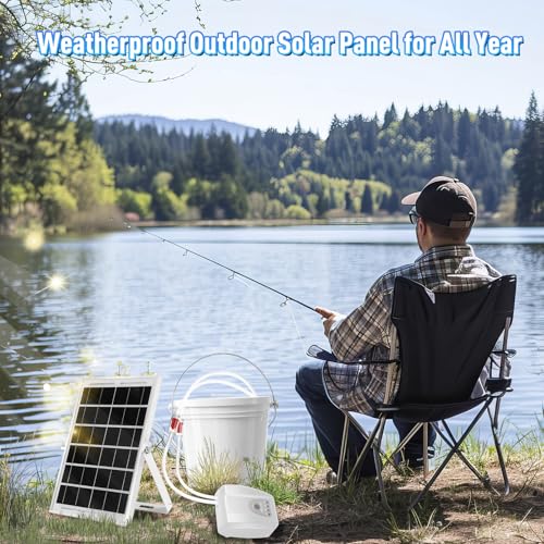 Solar Powered Aquarium Air Pump, Quiet Powerful Fish Tank Air Pump - color: White