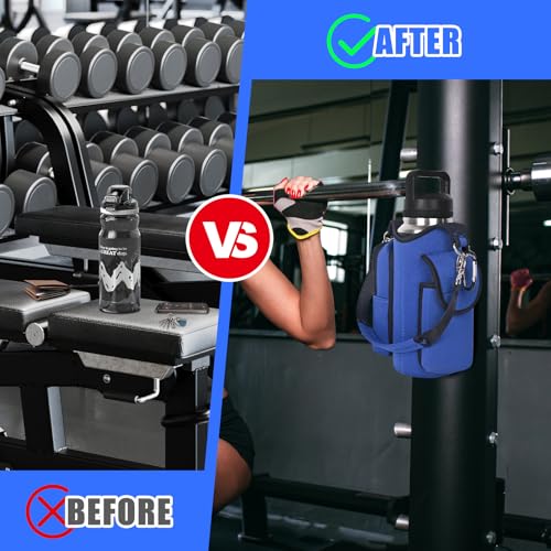 icolor Magnetic Gym Bag Water Bottle Carrier Holder with Phone Pockets & Shoulder Strap,Gym Magnetic Bag 5 Built-in Magnets Gym Accessories Organizer Sling Bottle Bag Pouch Sleeve - color: Blue