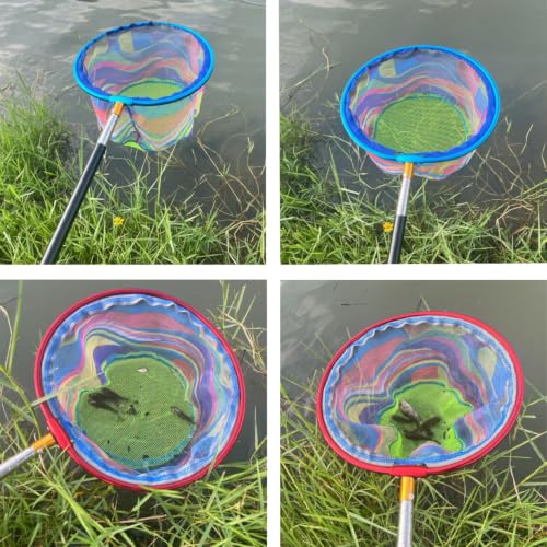 Fishing Net 2 Pack Retractable Lightweight Landing Net with Aluminum Rod Handle Fishing Nets for Youth Catch and Release Butterfly Nets - style: Black+red