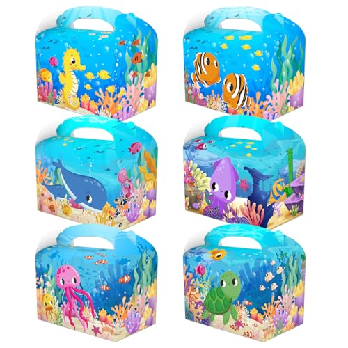 12 Pack Under the Sea Party Favors Boxes Summer Sea Animal Candy Goodie Boxes Tropical Fish Gift Treat Boxes for Summer Beach Party, Baby Shower,Birthday Party Decorations