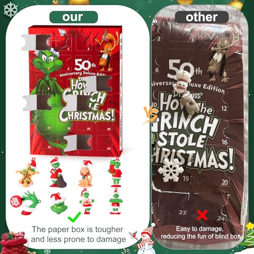 Christmas Advent Calendar 2026,Christmas Countdown Calendar,with 24 Collectible Advent Calendar for Kids Toddler Adult Teens Boy Girls,Xmas Vacation Gifts Idea - color: Christmas green