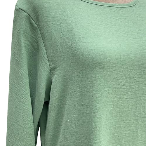Women Abaya Muslim Dress Long Sleeve Modest Prayer Maxi Kaftan Islamic Clothes with Pockets - color: Light Green, size: X-Large