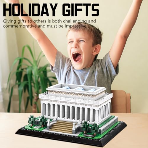 CAXIMSY Lincoln Memorial Building Block Set 979 Pcs Washington DC Architecture Model Kit for Adults & Teens Historic USA Landmark Home Office Desk Decor Display Gift - style: Lincoln Memorial Model