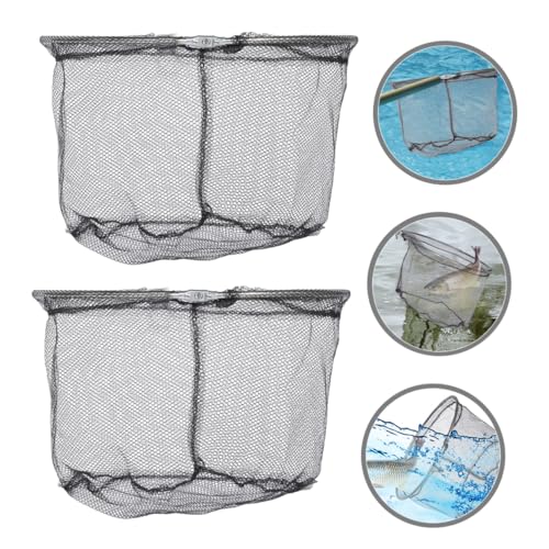 Beaupretty 4pcs Foldable Fishing Net Heads Stainless Steel Landing Net Replacement with Deep Black Mesh 40cm for Freshwater and Saltwater Anglers