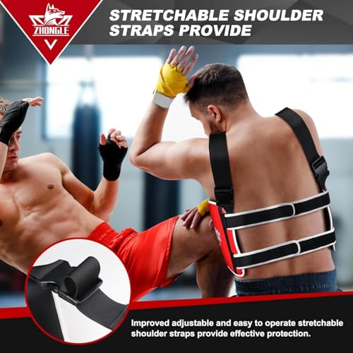 Boxing Chest Protector Adjustable MMA Taekwondo Muay Thai Chest Protector, Boxing Training Heavy fist, Adjustable Shield, Martial Arts Upper Abdomen Protective pad, Taekwondo