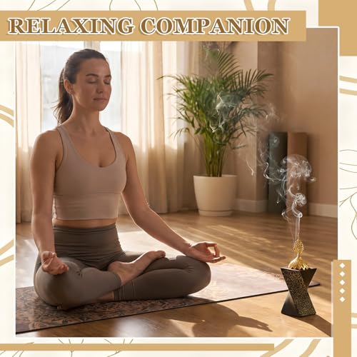 Zonon 2 Pcs Resin Incense Burners Bakhoor Burner with Tongs Charcoal Frankincense Censer Middle Eastern/Islamic Style Decorative for Yoga Spa Aromatherapy Meditation Office Home Decor (Black Gold)