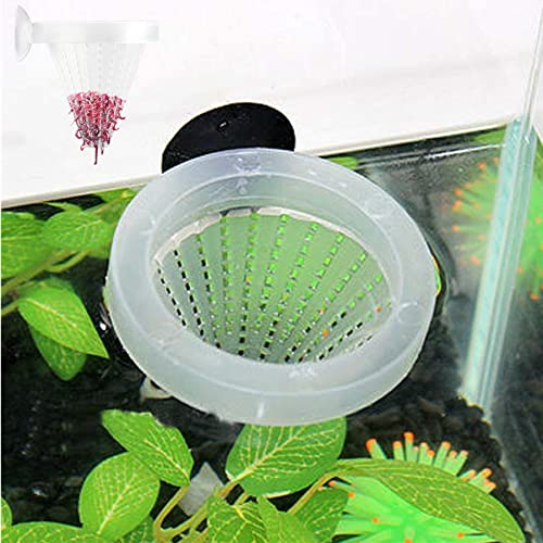alfyng 8pcs Aquarium Red Worm Cone Feeder, Bloodworm Cone Feeder, Shrimp Fish Food Feeding Plastic Cup with Suckers for Fish Tank (2.64 x 2.64 inch)