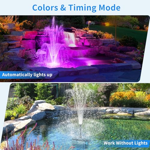 Antfraer Pond Filter with LED Lights, RGB Pond Filter with 660GPH Pump Fountain Kit, Filter Box with RGB Auto-Cycle LED Lights & 3 Spray Modes for Outdoor Ponds Clean Clear and Build Water Features - style: 660GPH with Led Lights