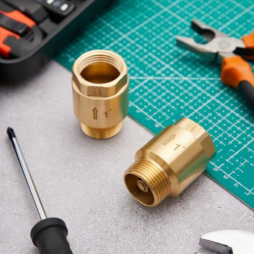 Zonon 2 Pcs 1 Inch Check Valve One Way Brass Non Return in Line Check Valve with Backflow Prevention NPT Male in FNPT out for Garden Hose Well Pumps Irrigation Systems Chemical Industry - size: 1 Inch