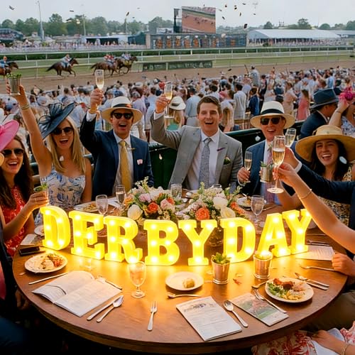 Aurelema Sukkot Large LED Letter Sign LED Lights, Derby Day, 8.27 Inches - color: Derby Day, size: 6.3 Inches