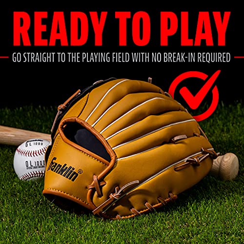 Franklin Sports Field Master Baseball + Softball Glove - Field Master Adult + Youth Baseball + Softball Mitt - Men's + Women's Gloves - color: Tan, style: 14" - Basket Web