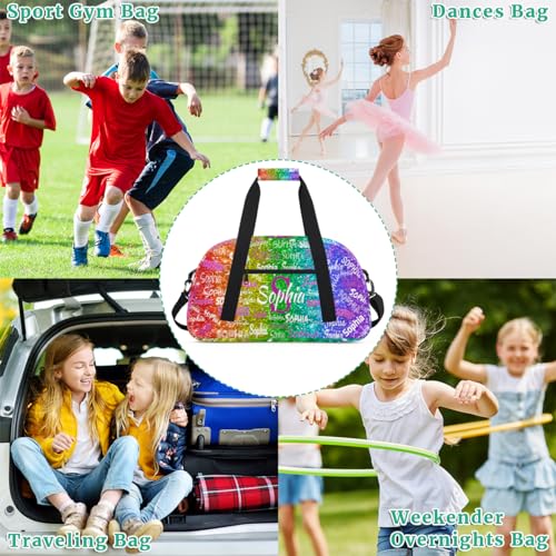 Personalized Gym Bag for Girl, Cheer Bag, Red Green Purple Sequins | Sport Duffel Bag Cheer Bag Customized Travel Duffle Bag Overnight Weekender Bag - color: Color 17