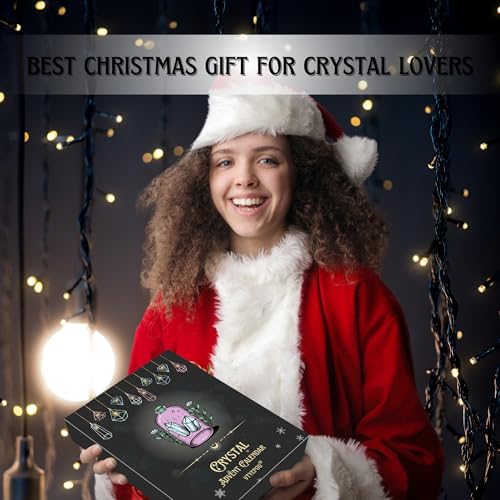 Crystal Advent Calendar for Adults Women - Healing Gemstone Advent Calendar 2025 for 24 Days Christmas Countdown - Natural Crystals Chips Bottles Gift Set for Witch Beginners
