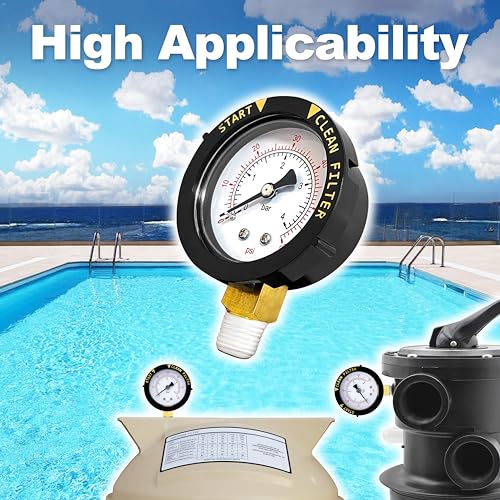 190058 Pressure Gauge 0-60 PSI,2” Start and Clean Filter Water Pressure Gauge with 1/4” NPT Bottom Mount Compatible with Hayward and Jandy Swimming Pool Filters,Spa and Aquarium Aftermarket Part