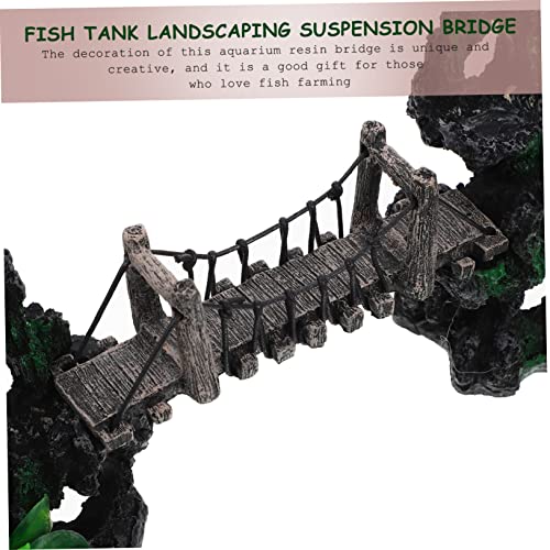 BESPORTBLE Fish Tank Resin Bridge Decoration Underwater Suspension Bridge Model for Aquarium Landscaping Unique Rockery Statue Fish Hideout Craft Retro Design for Betta and Shrimp Tanks