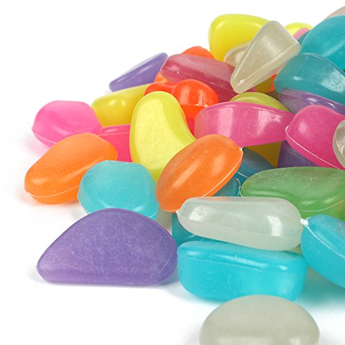 Shiny Stone 120pcs Glow in The Dark Aquarium Pebbles, Mixed Color | Fish Tank Rocks, Glowing Gravel, Luminous Stones, For Aquarium Succulent Garden - color: Mixed Color