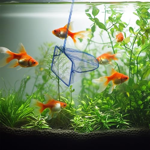 3 Aquarium Fish Net Fine Mesh Quick Catch Skimmer 4/5/6 Inch Blue | Square Fish Tank Net with Braided Metal Handle Sludge Food Residue Wastes Skimmer Cleaning Net for Tank Koi Pond Pool - color: Blue, size: Multi-Size Set: 4"/5"/6" (3-Pack)