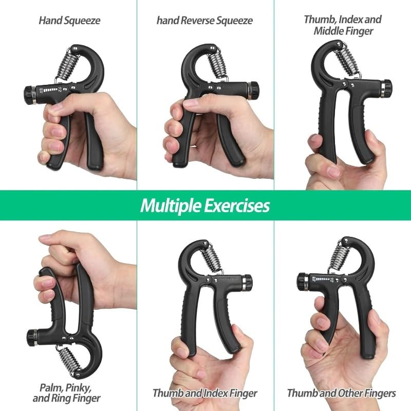 Adjustable Hand Grip Strength Trainer 11-132 lb (5-60 kg) Non-Electric Resistance Ergonomic Portable Forearm Exerciser For Muscle Toning Rehab Home Fitness - color: black