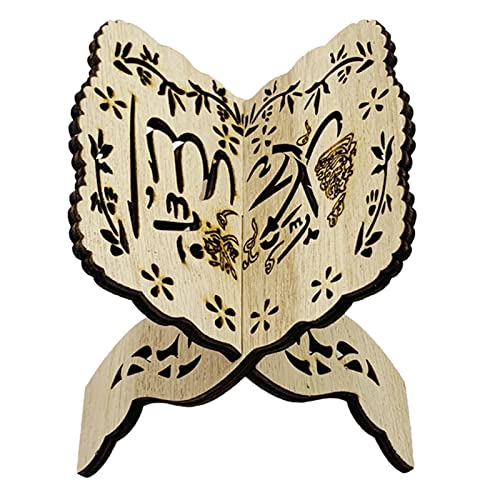 Wooden Quran Book Stand, Foldable Wooden Book Stand Quran Bible Book Holder Eid Bible Bookshelf Wood Muslim Book Holder Stand Eid Ramadan Prayer Book Holder (#2) - size: #2