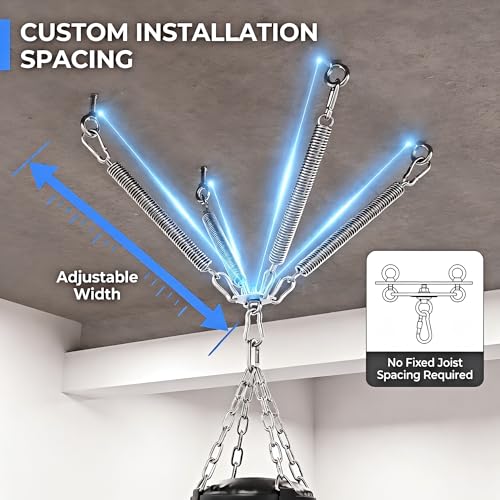 Heavy Bag Hanger, 304 Stainless Steel Punching Bag Ceiling Mount with 4 Springs, Vibration & Noise Dampening Design - color: Hanger with Spring for Concrete Ceiling