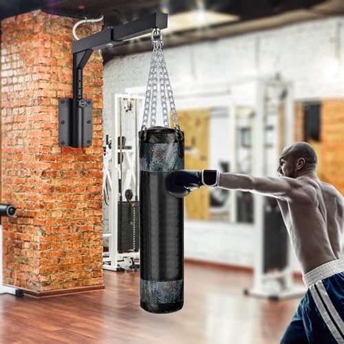 BeneLabel Wall Mount Heavy Bag Hanger, Heavy Duty Punching Bag Stand, Boxing Bag Bracket for Home Gym Indoor Outdoor, 800 LB Capacity - color: 13-17" Height Adjustment with Silver Chains