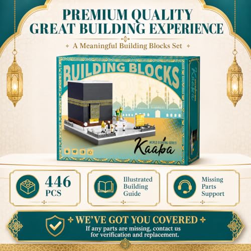 Mosque Kaaba of Mecca Building Blocks Sets Islamic Architecture Model Toys for Adults and Kids World Famous Landmark Building Kits Eid Gifts for Muslim 446PCS - style: Mosque Kaaba of Mecca