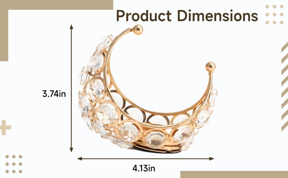 Moon Shaped Tea Light Candle Holder, Metal Crystal Aromatherapy Stand, Golden Electroplated Candlestick For, Weddings, Party Table Centerpieces, Handcrafted Iron