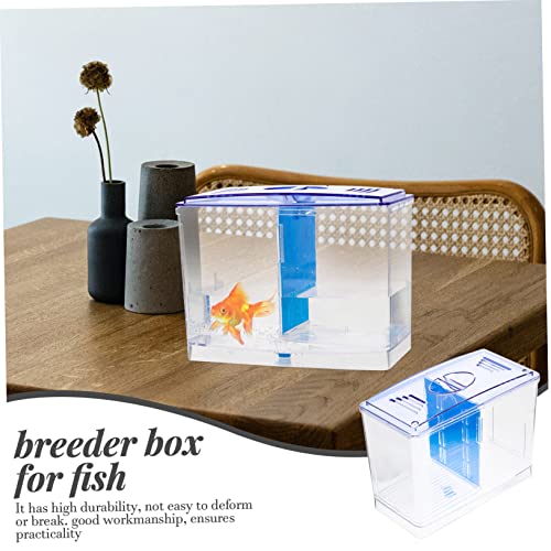 Wakauto Aquarium Isolation Box for Fish Breeding and Separation Transparent Acrylic Hatchery with Removable Partition Suitable for Betta Guppies Compact Dual Chamber Fish Tank