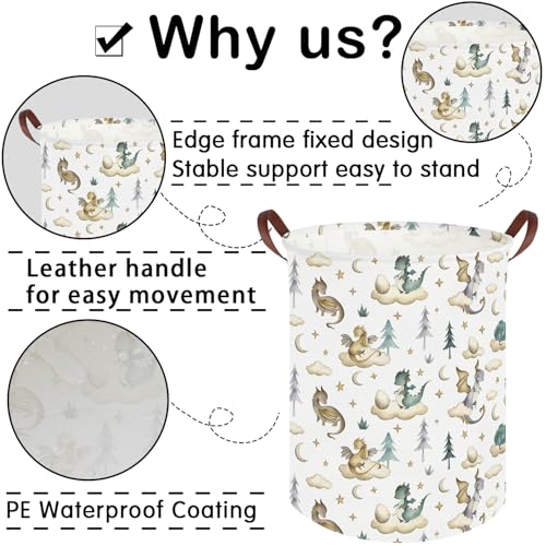 Dinosaur hamper,Dinosaur Collapsible Kid Room Basket,Cloud moon star dragon egg laundry hamper for kids,Nursery hamper,party gift basket,Shelf Book Basket(Cute dinosaurs) - color: Cute dinosaurs